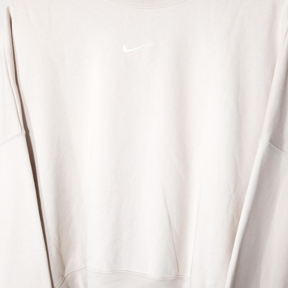 Nike Cropped Oversized Sweatshirt Cream Size XL Sporty Minimal - Picture 4 of 7